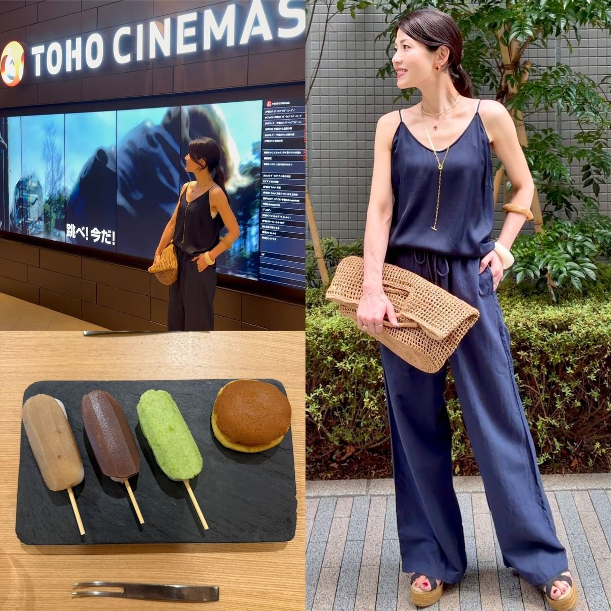 【アラフィフ夏コーデ】スパイダーマン鑑賞＆レクサスカフェ。大人のリラックスワントーンキャミスタイルを上品に