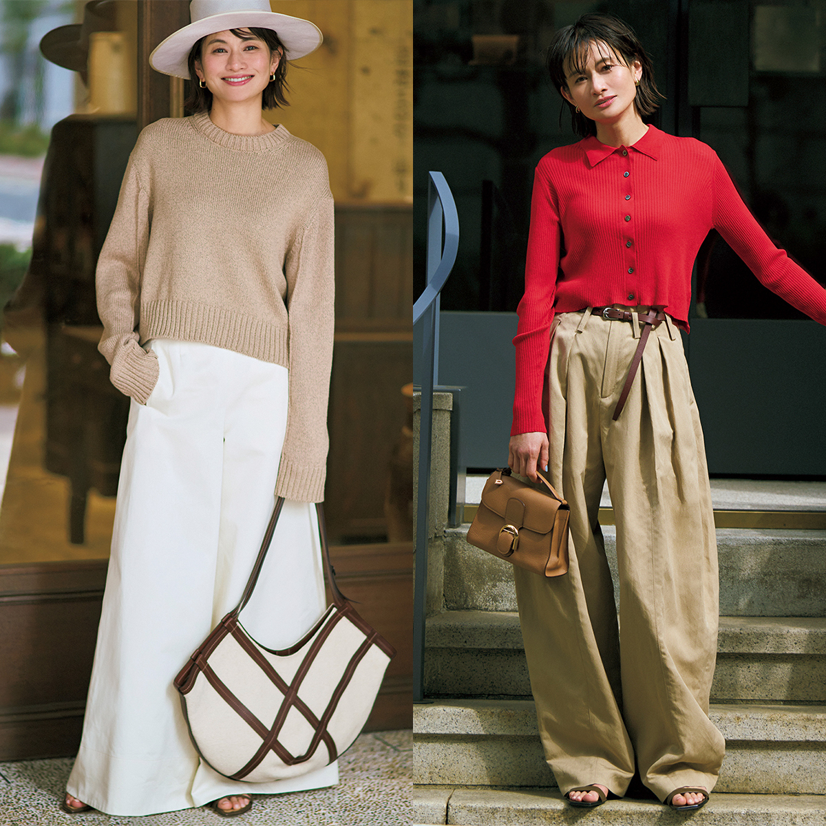 【50代が春に着たい短丈トップス】定番のワイドパンツで受け止めればうまくいく！