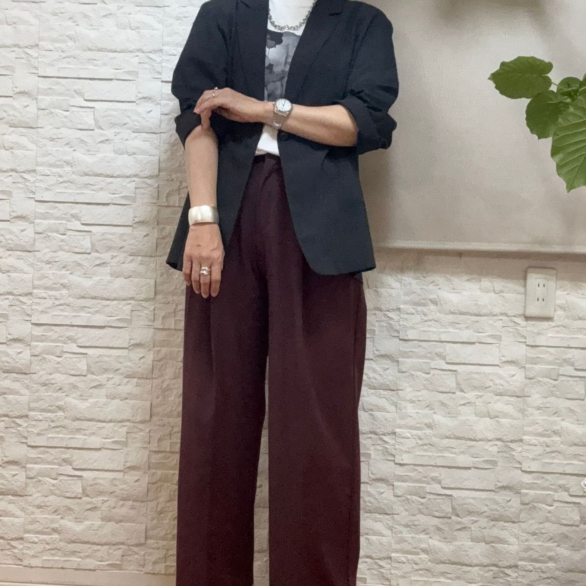 50代GUワイドパンツで秋コーディネート