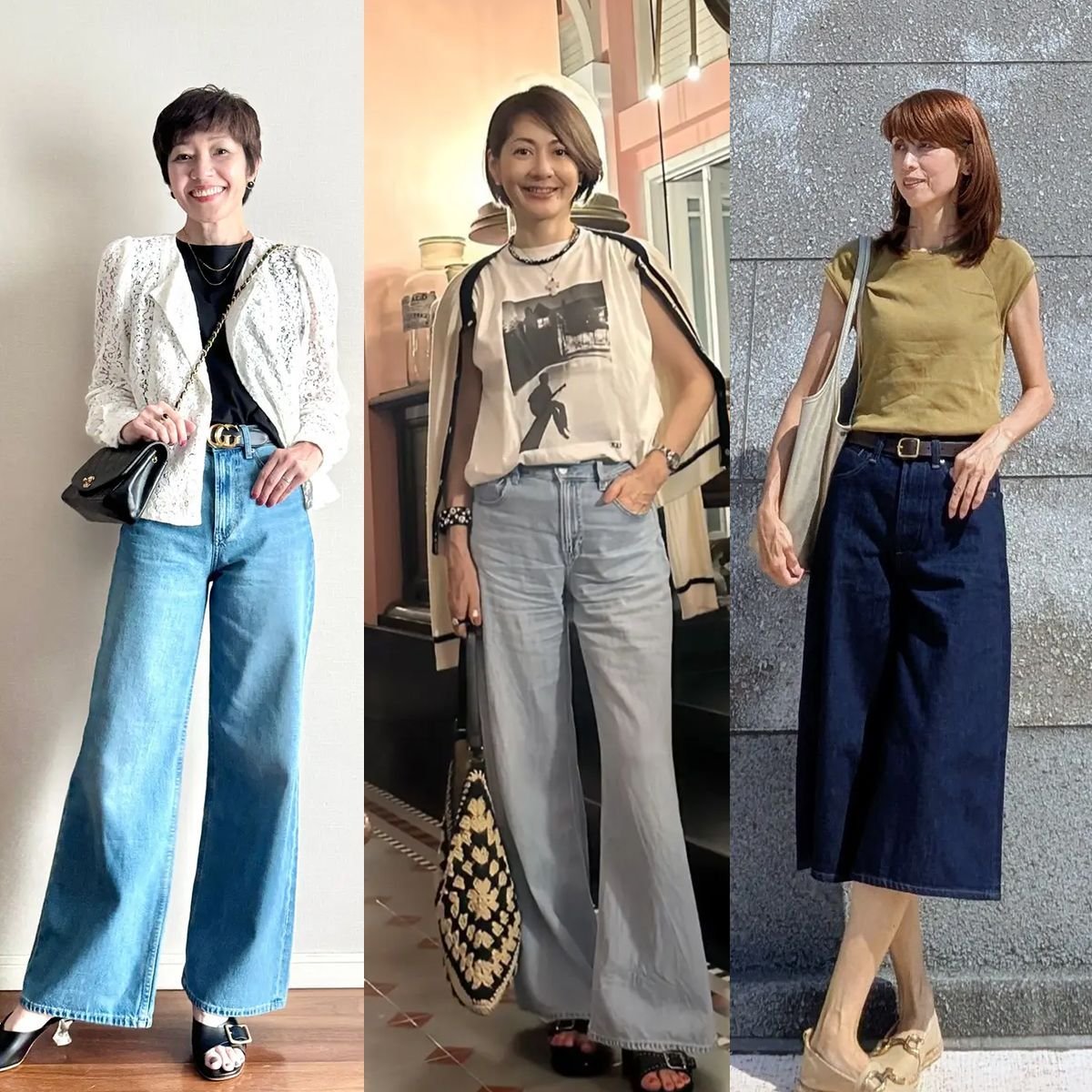 ユニクロのデニムパンツやキュロットが頼りになる！おしゃれな40代・50代の晩夏の着こなし5選