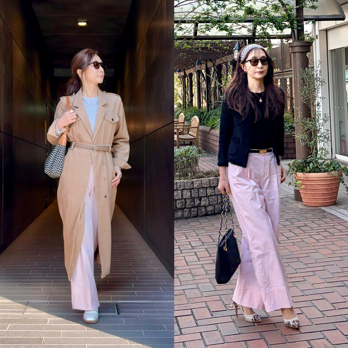 ZARAのピンクチノでつくる、大人の余裕スタイル2選