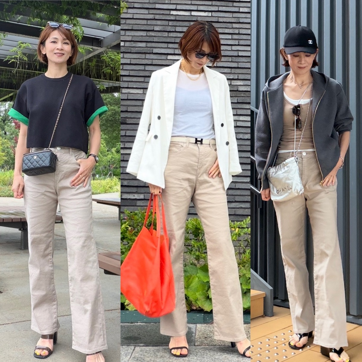 履き心地バツグン！エクラ別注 RED CARD TOKYO  グレージュのリネンデニムで初夏のコーデ3パターン