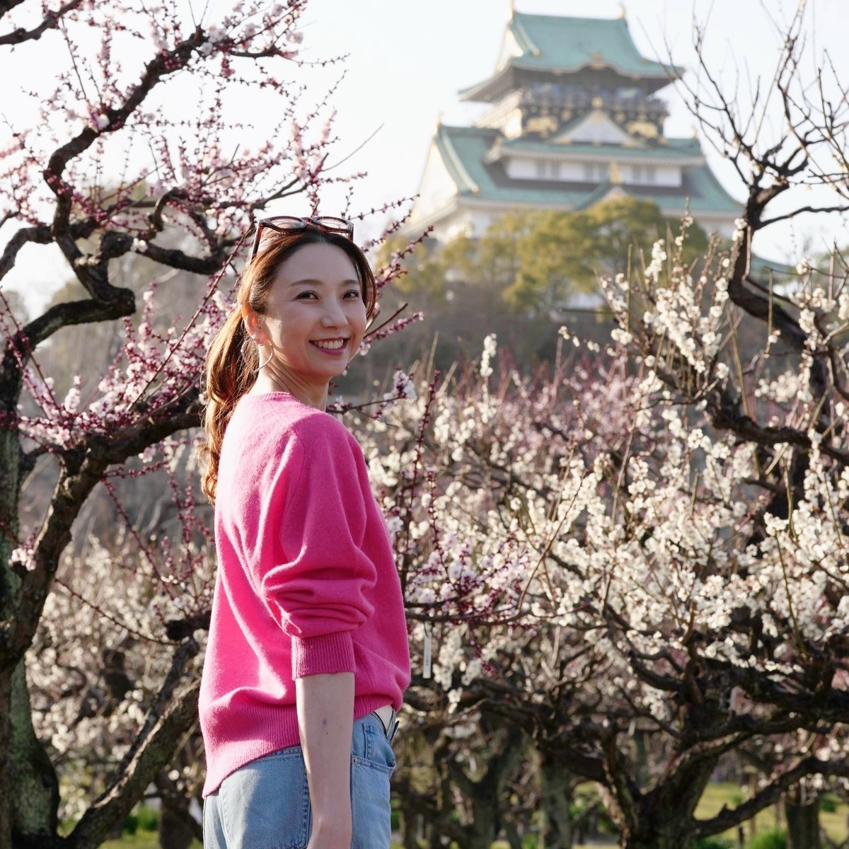 梅香る季節、ピンクのニットで春支度🌸