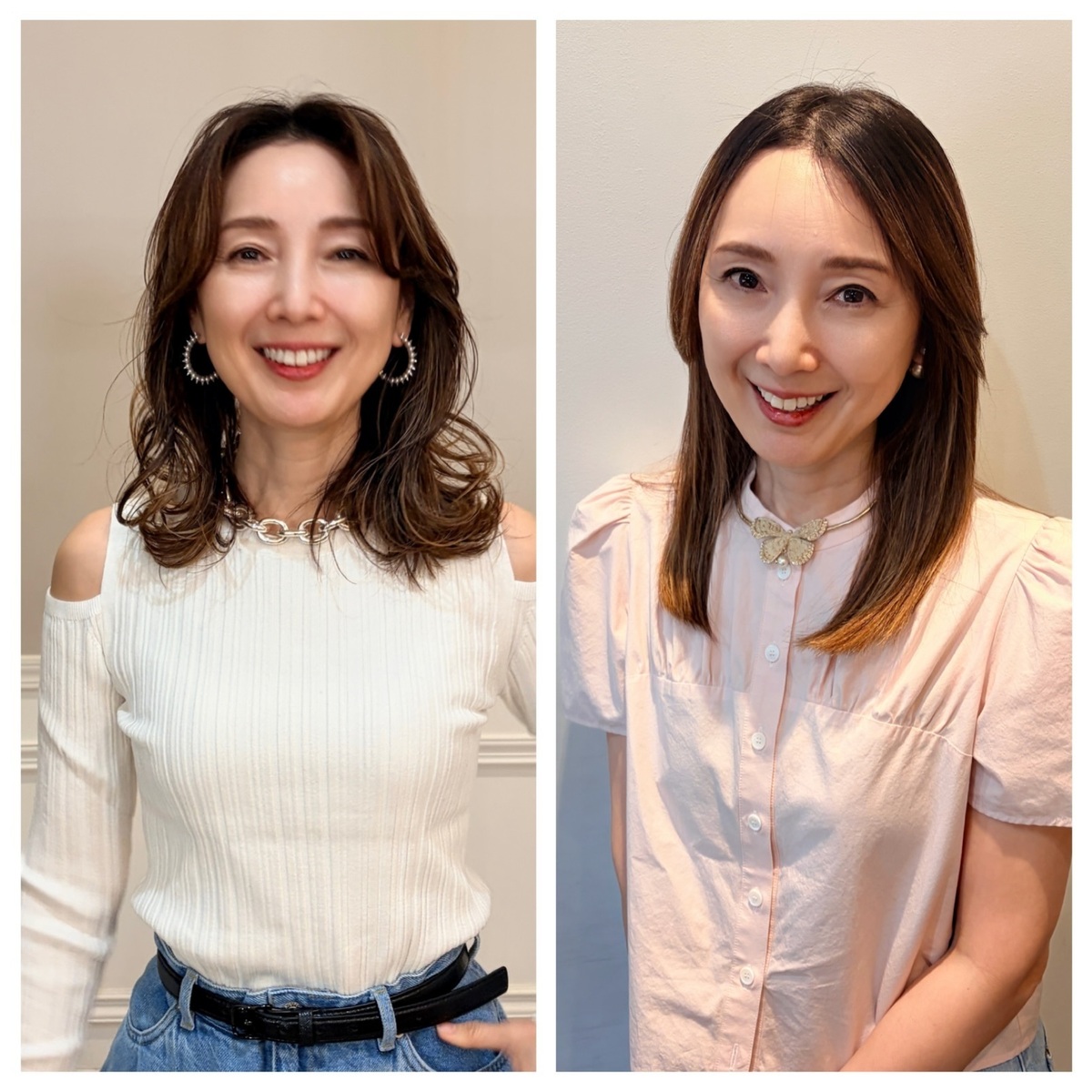 大人のセミロングヘア　毛先カール＆ストレート　2スタイル