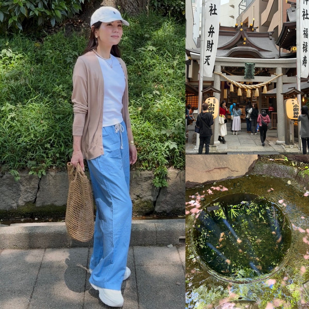 【UNIQLO】リネンブレンドイージーパンツ×ミニＴで、明治神宮「清正井」＆「小網神社」パワースポットへ。