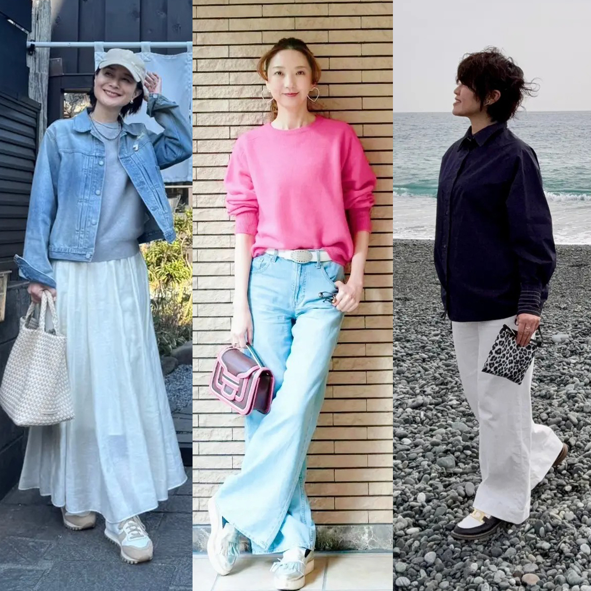 【40代・50代 春のユニクロ・GUコーデ】ユニクロパンツが大活躍！春空に映えるデニムの出番も増！