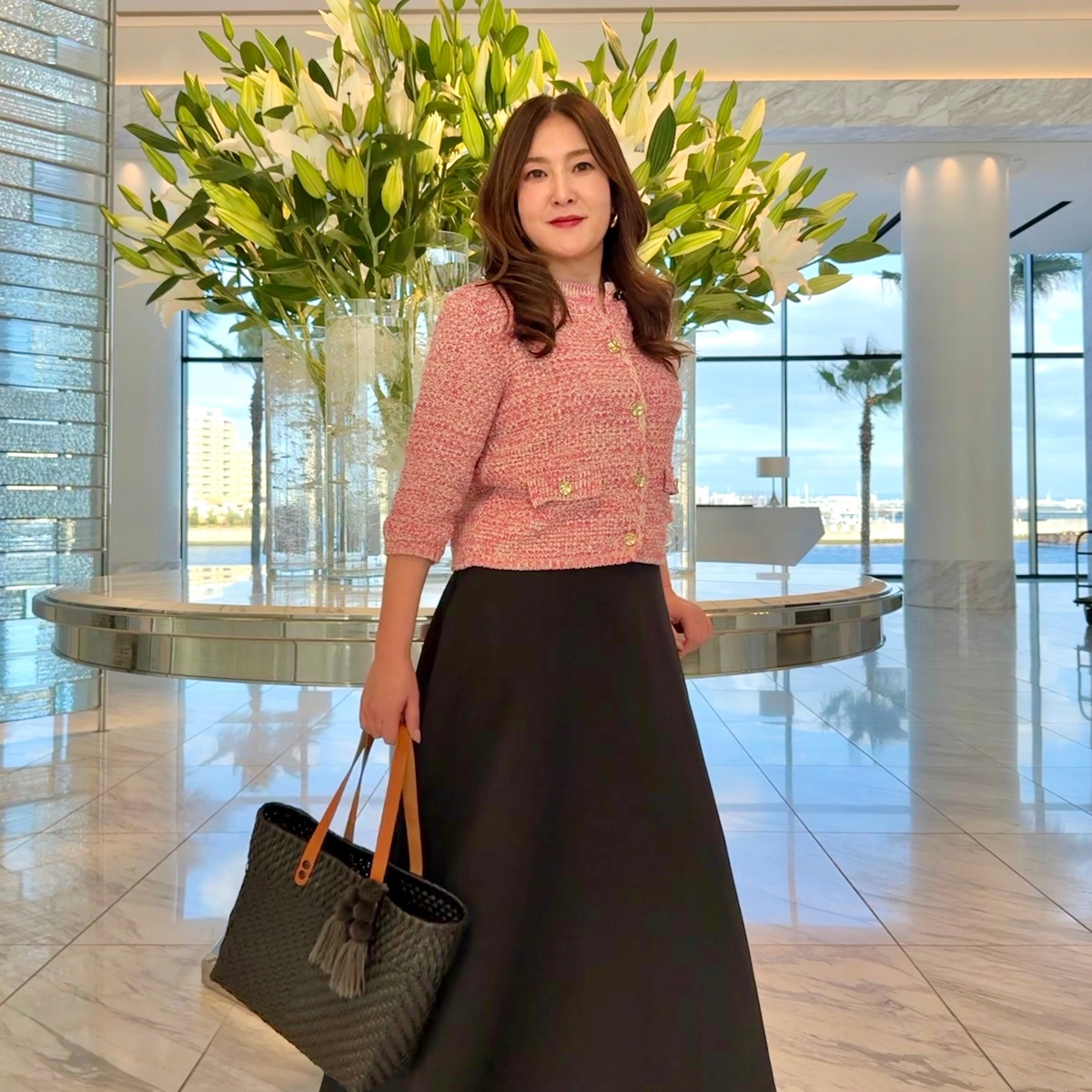 春を感じる大人のピンクコーデで、芦屋ランチ