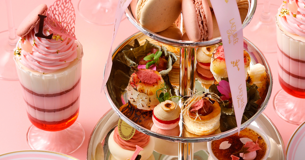 ラデュレの“桜アフタヌーンティー”で芸術的スイーツを堪能