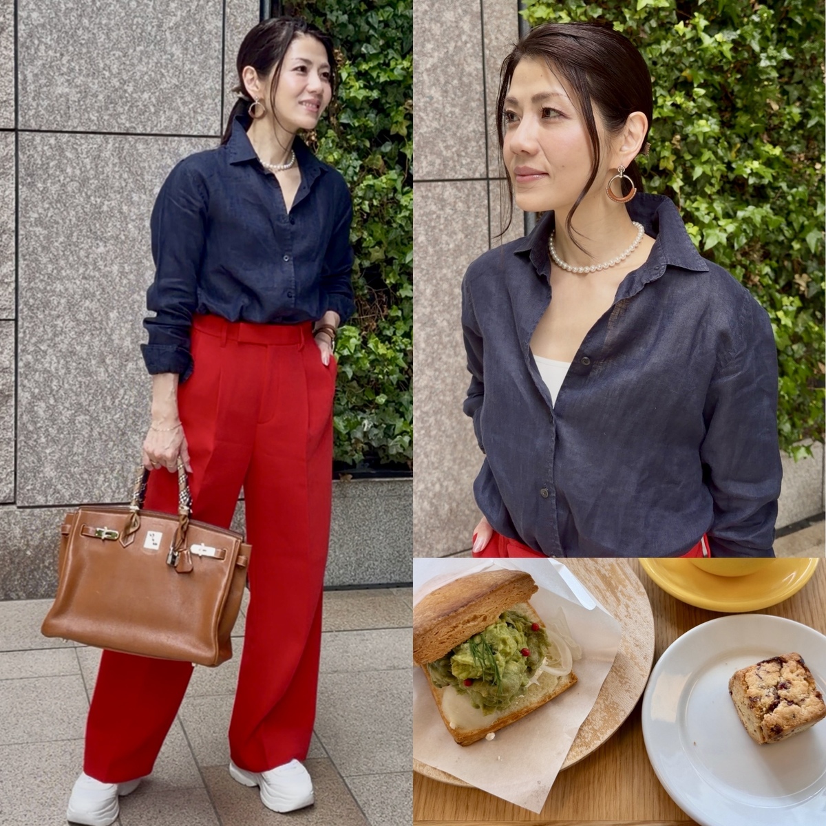 名品【UNIQLOリネン】×【ZARA】でトマトレッドを品よく！スポーティーエレガントでおひとり様カフェ
