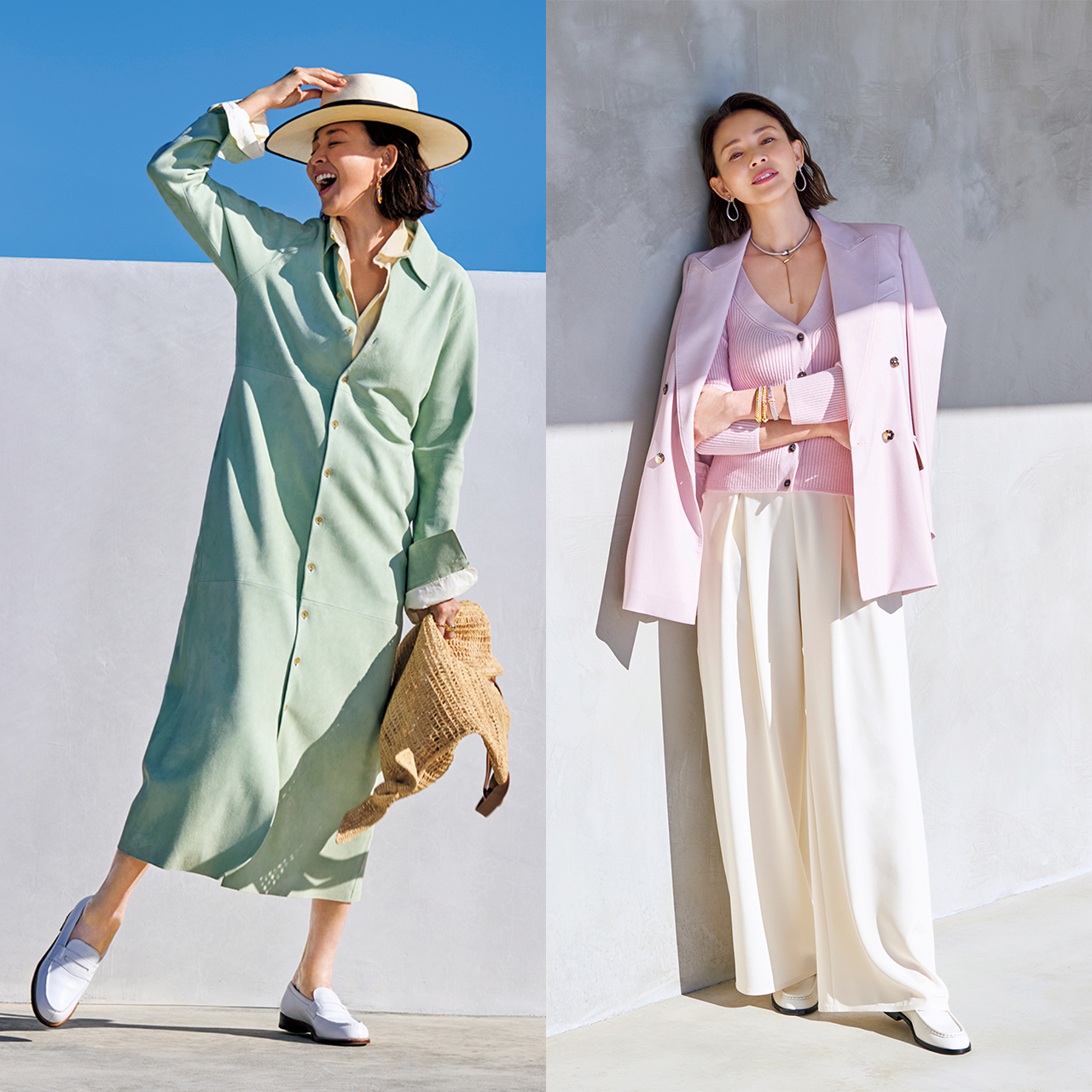 【春の軽やかカラーコーデ8選】春レイヤードの新法則！心躍るライトなトーンを重ねて