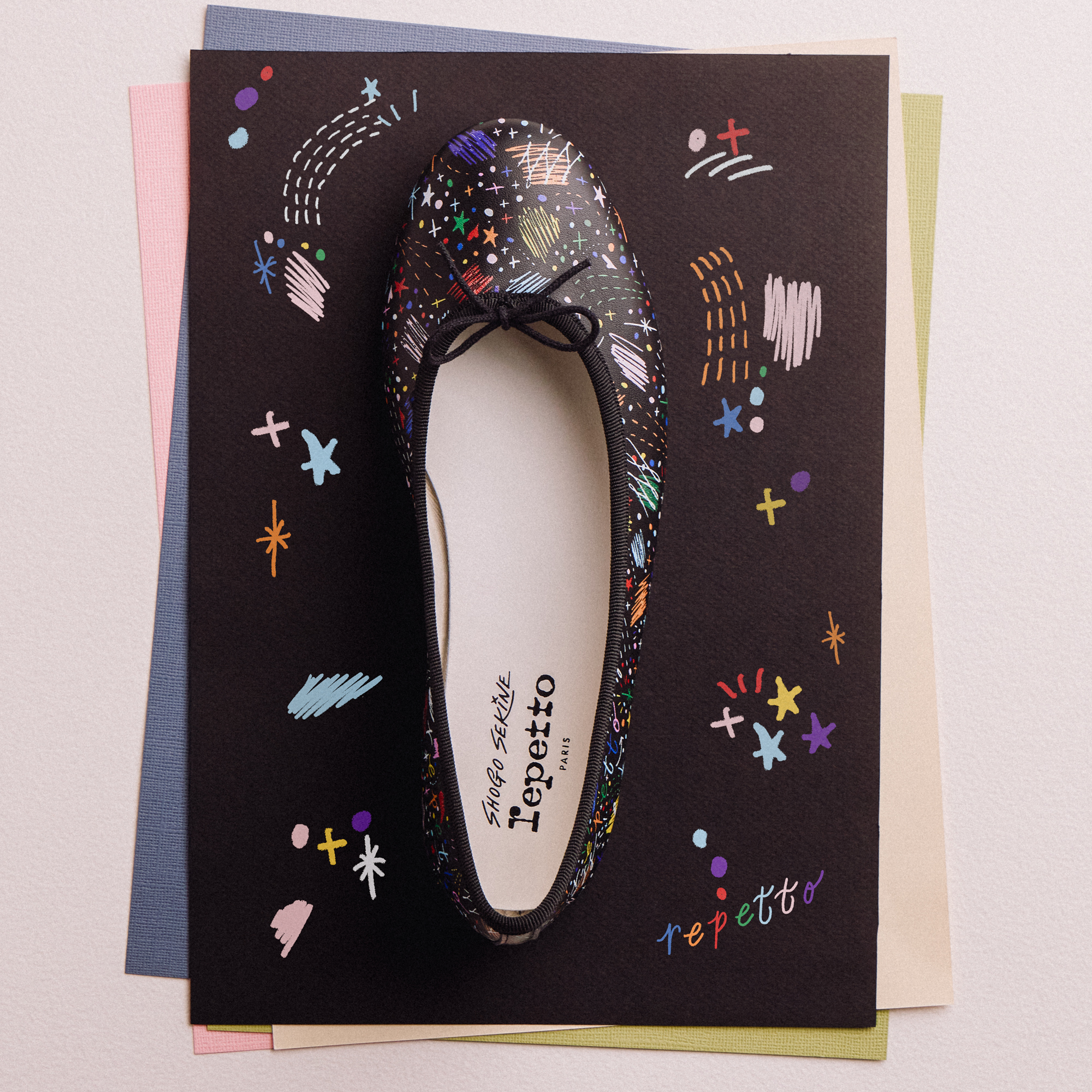 レペットとShogo Sekineのコラボが実現！　手描きイラストがバレエシューズを彩る