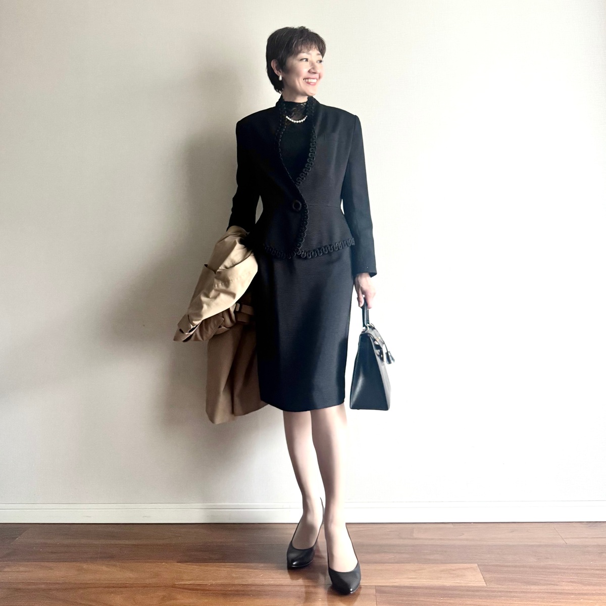 Diorスーツ＆ZARAのレースインナーで次女の卒業式へ