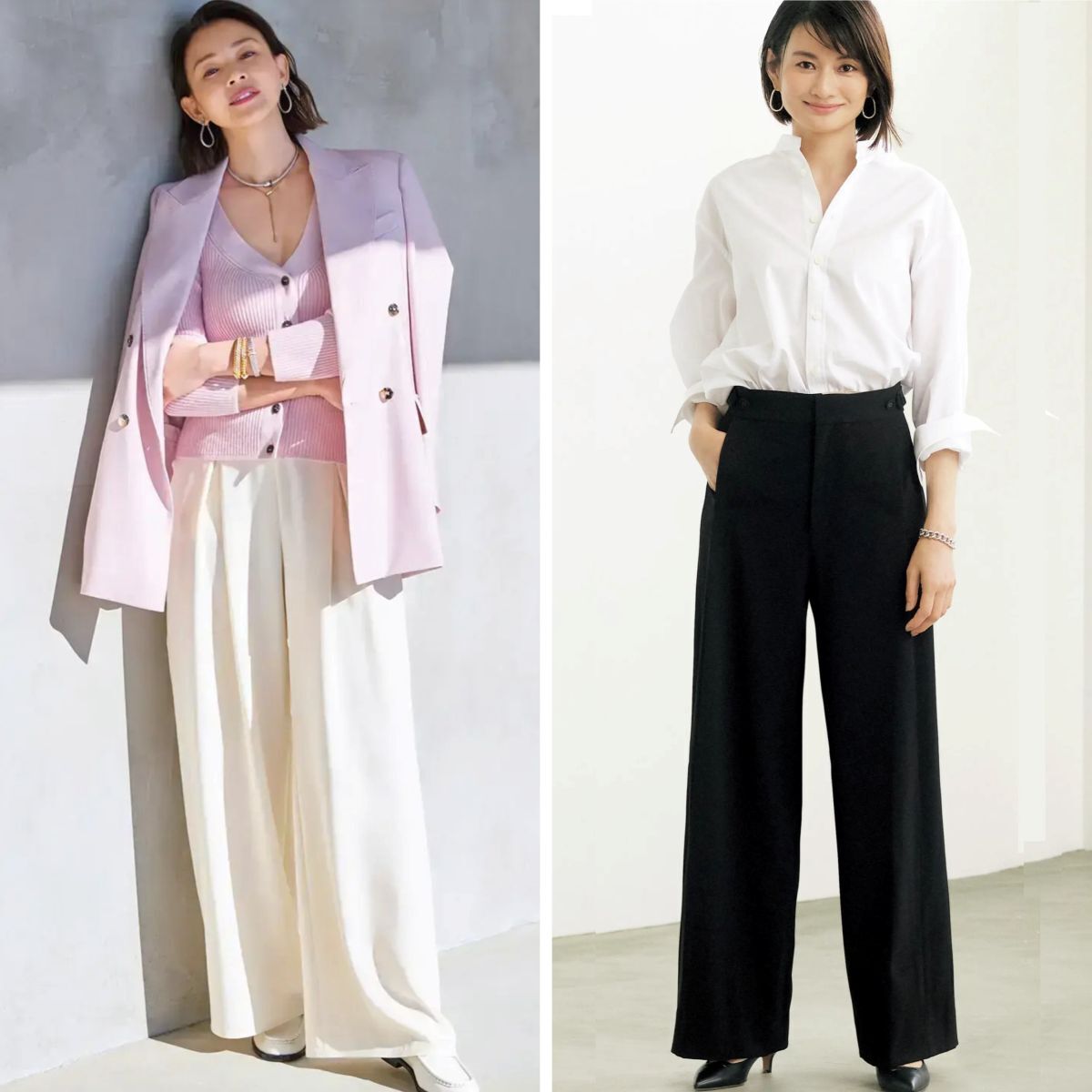 上品にスタイルアップ。40代・50代春のワイドパンツコーデ11選