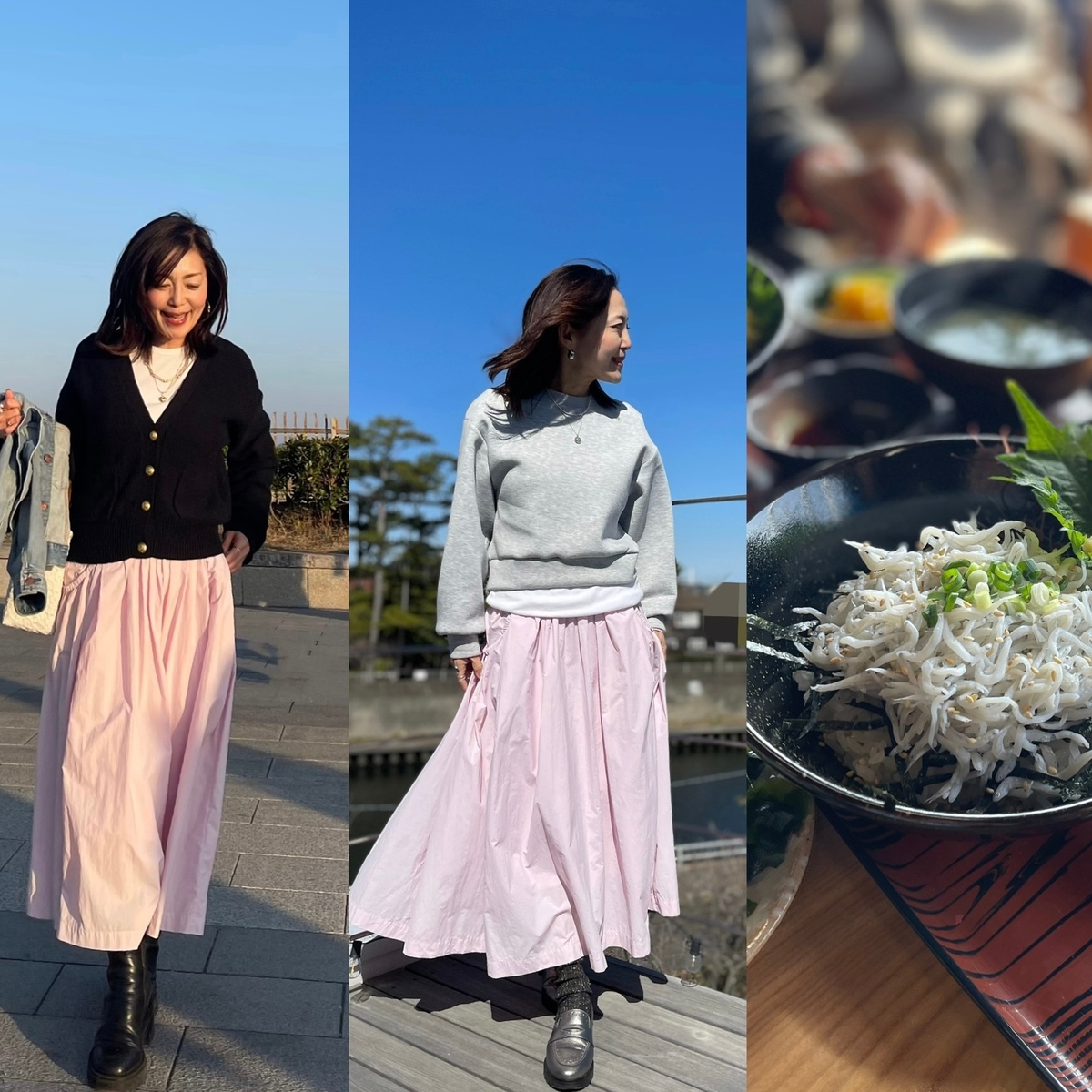 春の訪れを楽しむ🌸桜ピンクのスカートコーデで江ノ島散策