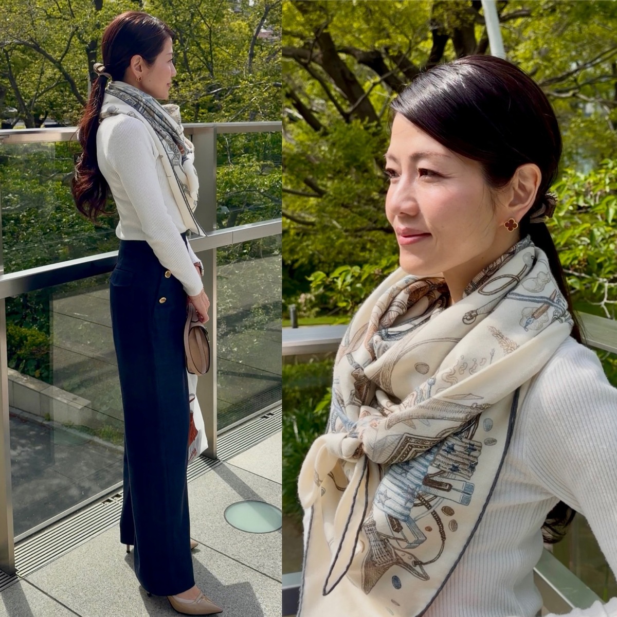 【気温差対策】は、お気に入りのストール(カシシル)で！身軽なマリンスタイルでおひとり様ショッピング