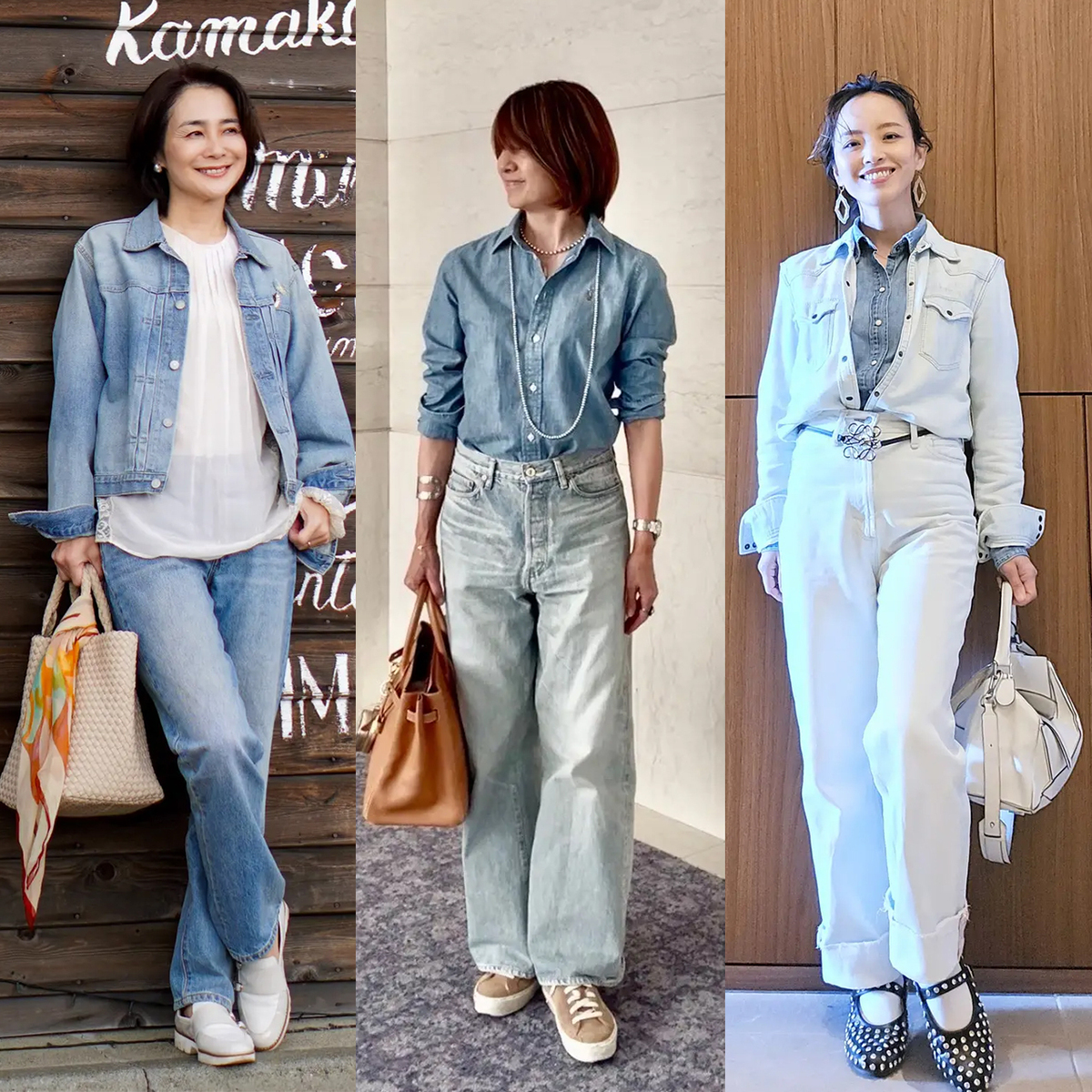 【40代・50代の「デニムonデニム」コーデ5選】こう着こなせば正解！春らしさを意識した上品な装いに