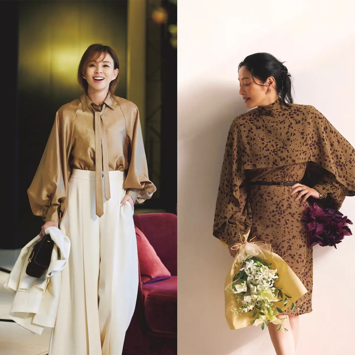 顔映え抜群！会食やセレモニーなどで好印象を与える明るめコーデ【50代の1週間コーデ】