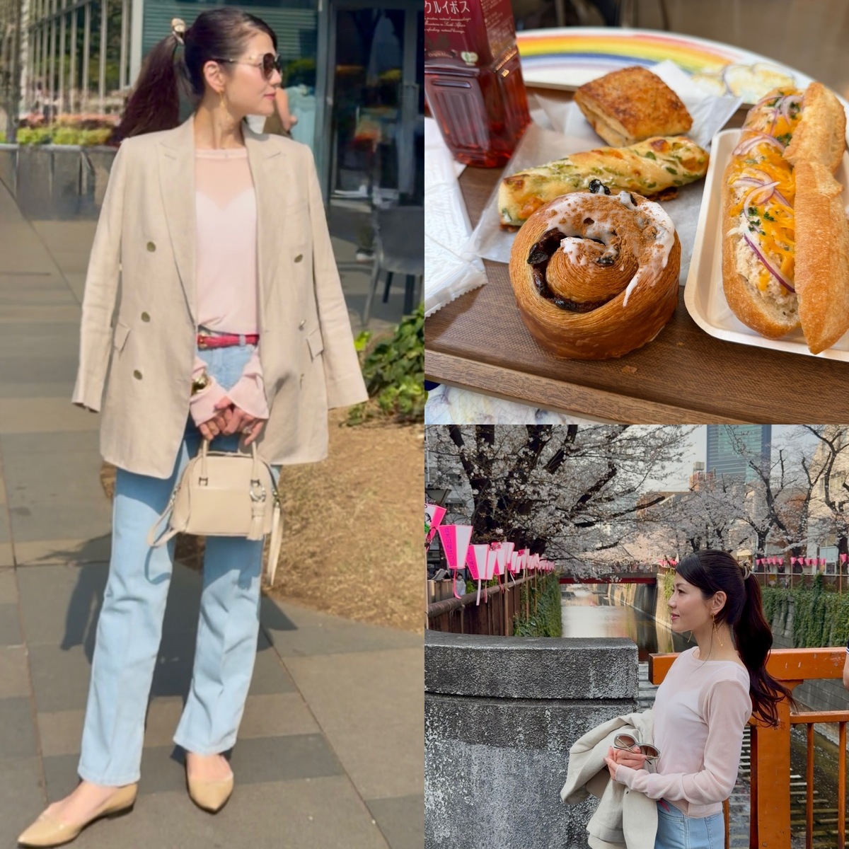 お花見シーズン！「大人の桜ピンク」にデニムとジャケットを合わせた、洗練お出かけスタイル