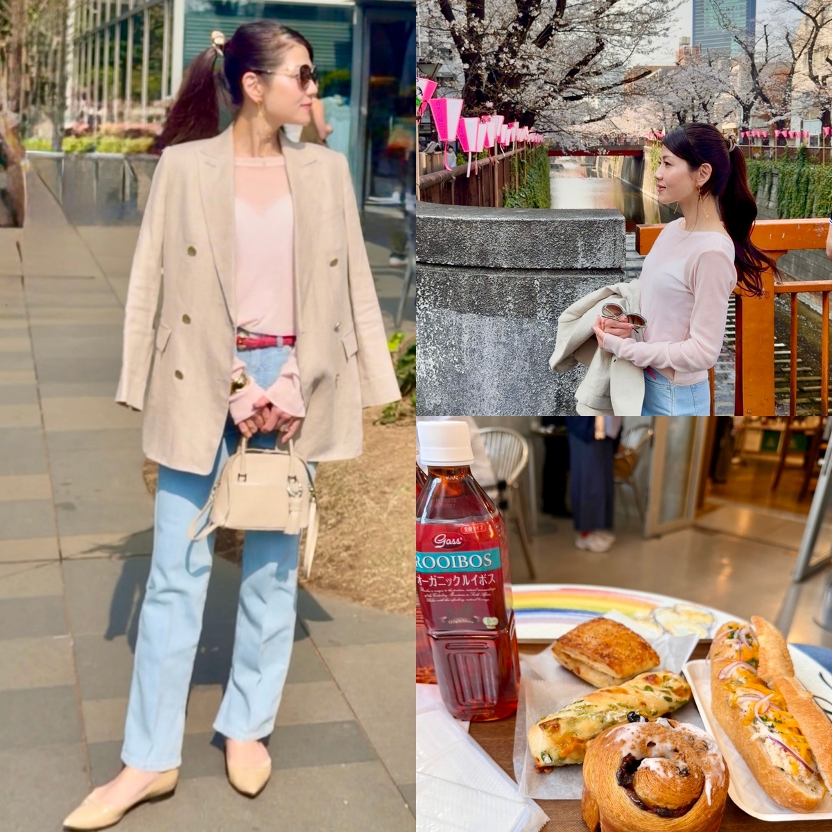 お花見シーズン！「大人の桜ピンク」にデニムとジャケットを合わせた、洗練お出かけスタイル