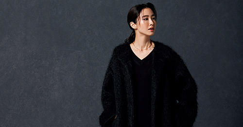 AURALEE オーラリー ベルテッドコート ノーカラー　アルパカ混 シャギー 1c03658c2a3b318f4442cfe47e3cae