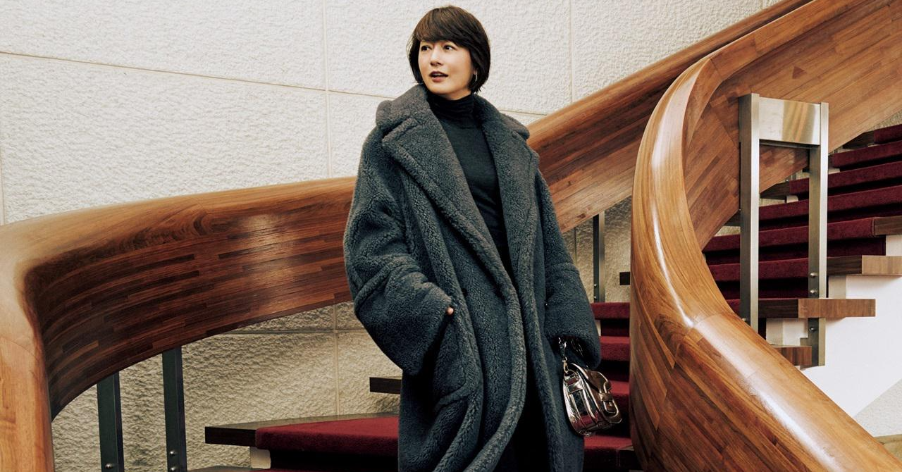 富岡佳子 チャーミングなエコファーをまとって】マックスマーラの