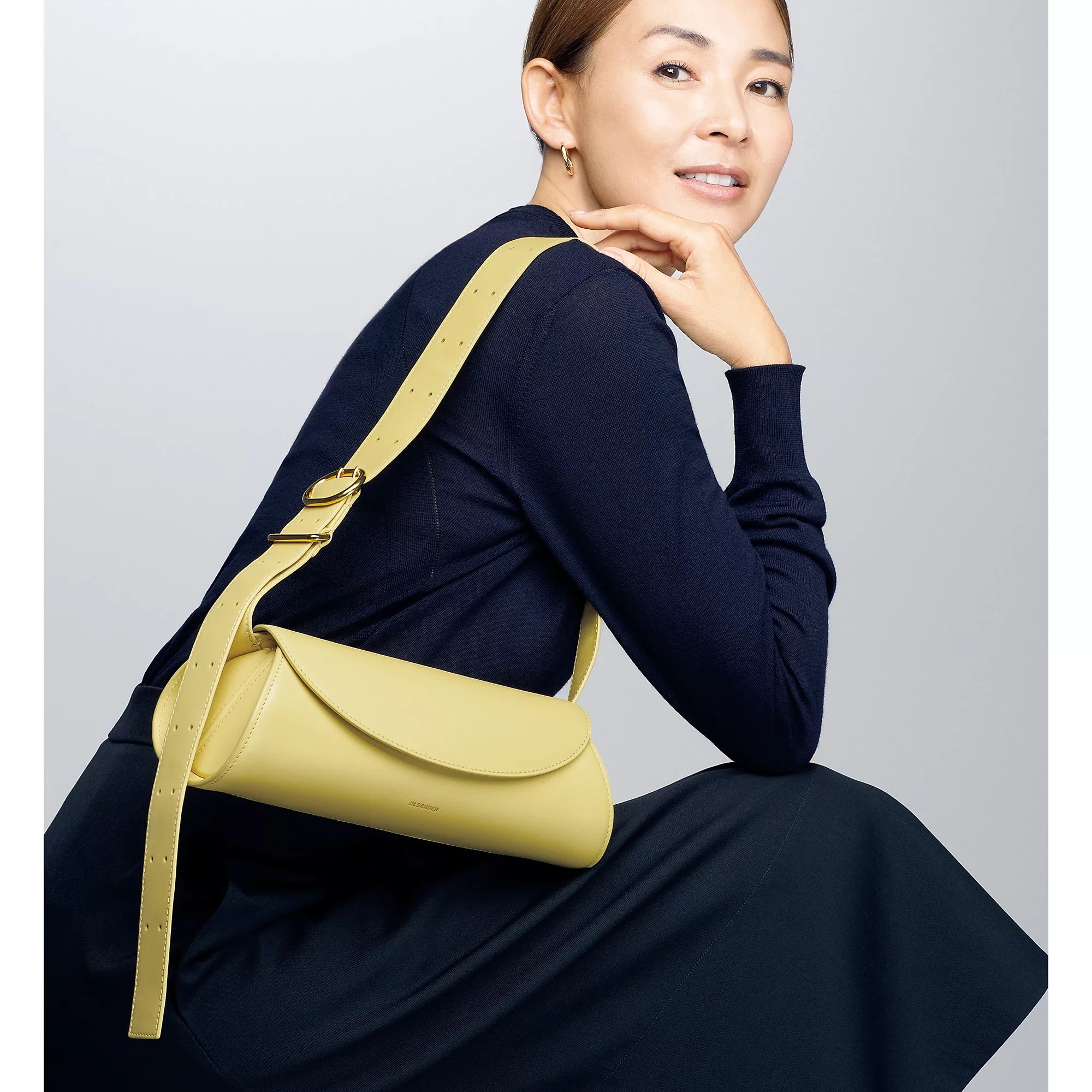 【美品】JIL SANDER ギャザーブラウス　半袖　イエロー 美品】JIL SANDER ギャザーブラウス半袖イエロー