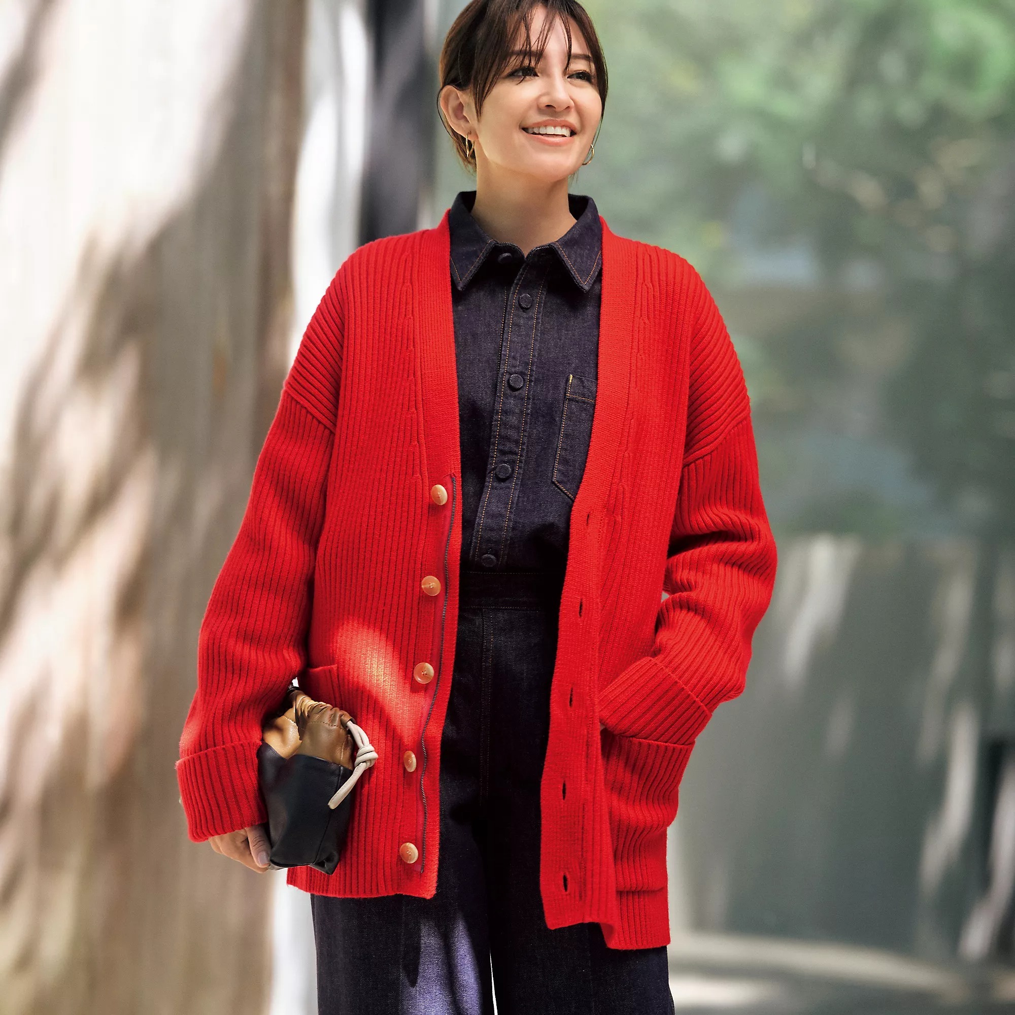 エクラ掲載*シクラス*ジャガードニット カーディガン 2WAY カシミヤウール 洗える】ウールカシミヤ アランパターン カーディガン トップス