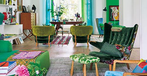 ロンドン・おしゃれマダムの心地良い家】心地よい色彩を大胆にちりばめ