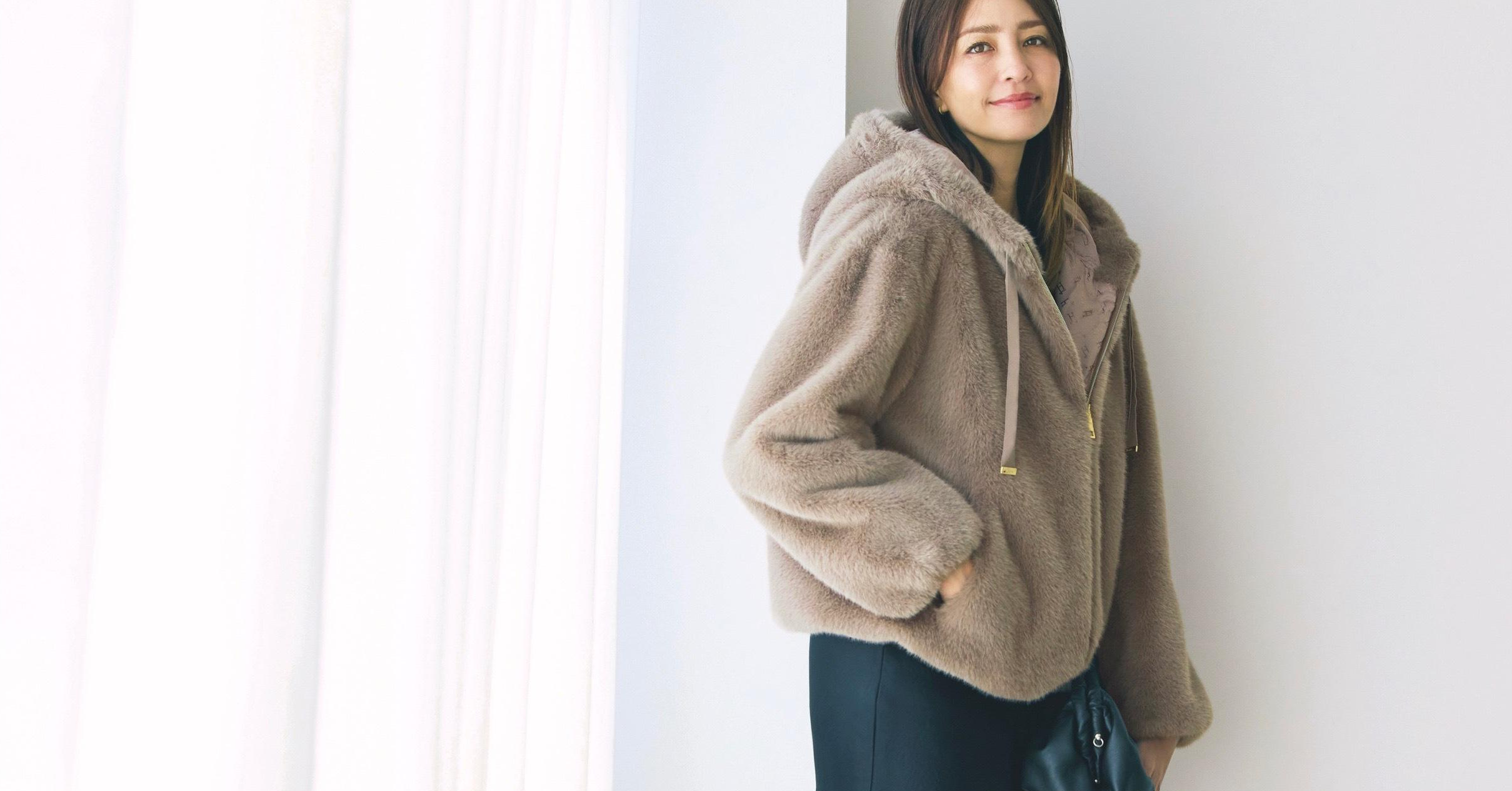 モラビトプルミエ　エコファーブルゾン　タグ付新品未使用【雑誌エクラ掲載商品】 ふわふわなエコファーブルゾンをはおって、程よく華やかでリラクシーな