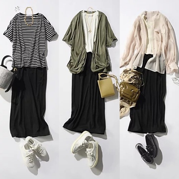 【残暑～秋・50代コーデ】黒ロングスカートで叶える上品＆楽ちんスタイル6選