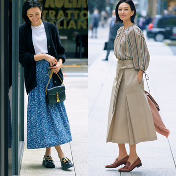 【こなれマニッシュ靴コーデ7選】華やぎボトムを合わせてマニッシュとフェミニンの新バランスを