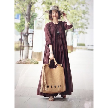 茶色ワンピ＆エスニック小物◆誌面Snap