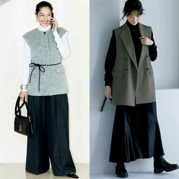 40代・50代の冬コーデが垢抜ける！春先まで活躍「ジレ＆ニットベスト」のレイヤードスタイル