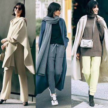 50代今っぽいきれいめカジュアルなら「美脚ニットパンツ」