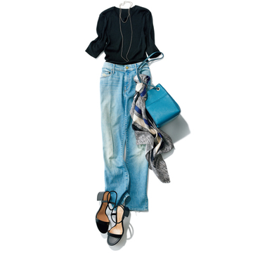 【しゃれ見え最新デニム】「ブルー系テーパードデニム」3コーデ