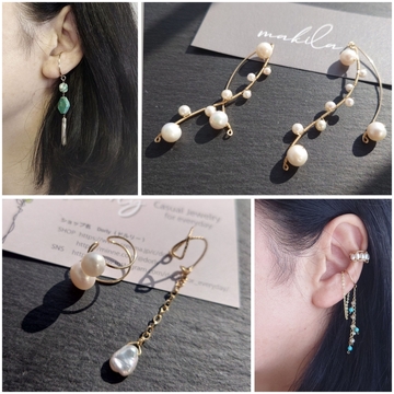 ✽黒髪に、印象的な淡水パールで楽しむ耳元のオシャレ✽