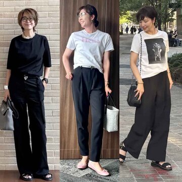 引き締め効果もばっちり！晩夏に活躍する50代の「黒パンツコーデ」5選