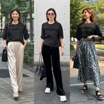 『E by eclat 』のシアーピンタックTブラウスを着回ししてみました