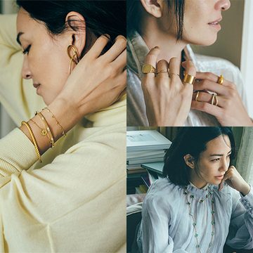 【冬スタイルに映える重ねづけジュエリー3選】女性らしい柔らかさと品を醸すゴールドをさりげなく