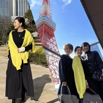 ブラック✖️イエローコーデで東京タワーを間近で楽しめるレストランへ