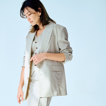 【ベージュワントーン 旬の法則】ジレをアクセントにスリーピースでベージュをかっこよく！