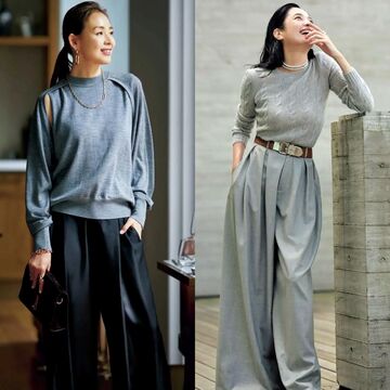 シンプルなのに、女性らしい華やかさ。50代にこそ似合う「上品なグレー」の着こなし方