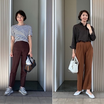 秋に向けてブラウンの渋色パンツ２コーデ