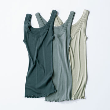 éclat premium認定大人のエッセンシャルアイテム「DRESS HERSELF」シルクリブタンクトップ
