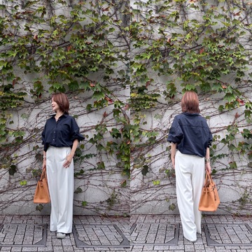 表参道ランチの日に選んだ、ホワイトのセミワイドパンツ