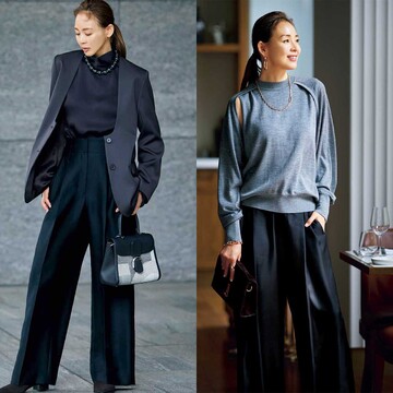 【優雅な黒パンツコーデ6選】オンオフで頼れる！50代の日常を支えるのはこの一本