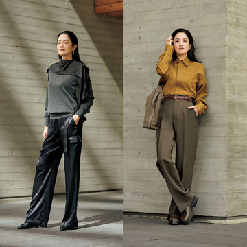 ワイドシルエット・ツヤ・色合わせ……華リュクスなパンツスタイル実例6