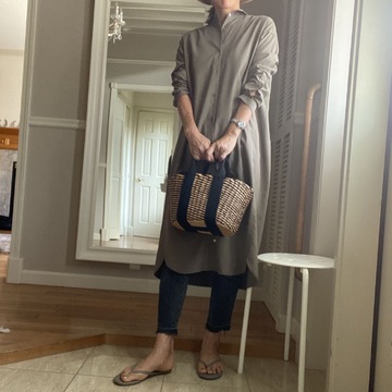 シャツワンピでご近所コーデ