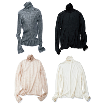 カットソー感覚で使いやすい！「下に重ねる」タートルニット4選