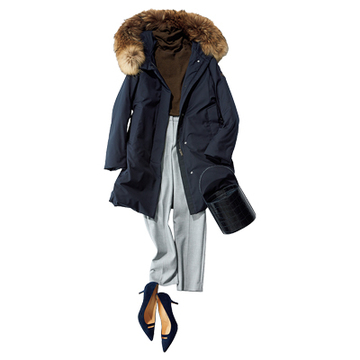 【Day17】美シルエットの蓄熱パンツとダウンで北風にも負けない！【冬の洗練パンツ30days】